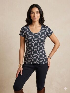 Ronner Equestrian Floral Horse Print Tee  equestrian festival rodeo